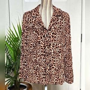 Soma Intimates Women’s Leopard Print Cool Nights Long-Sleeve Sleep Shirt Size L